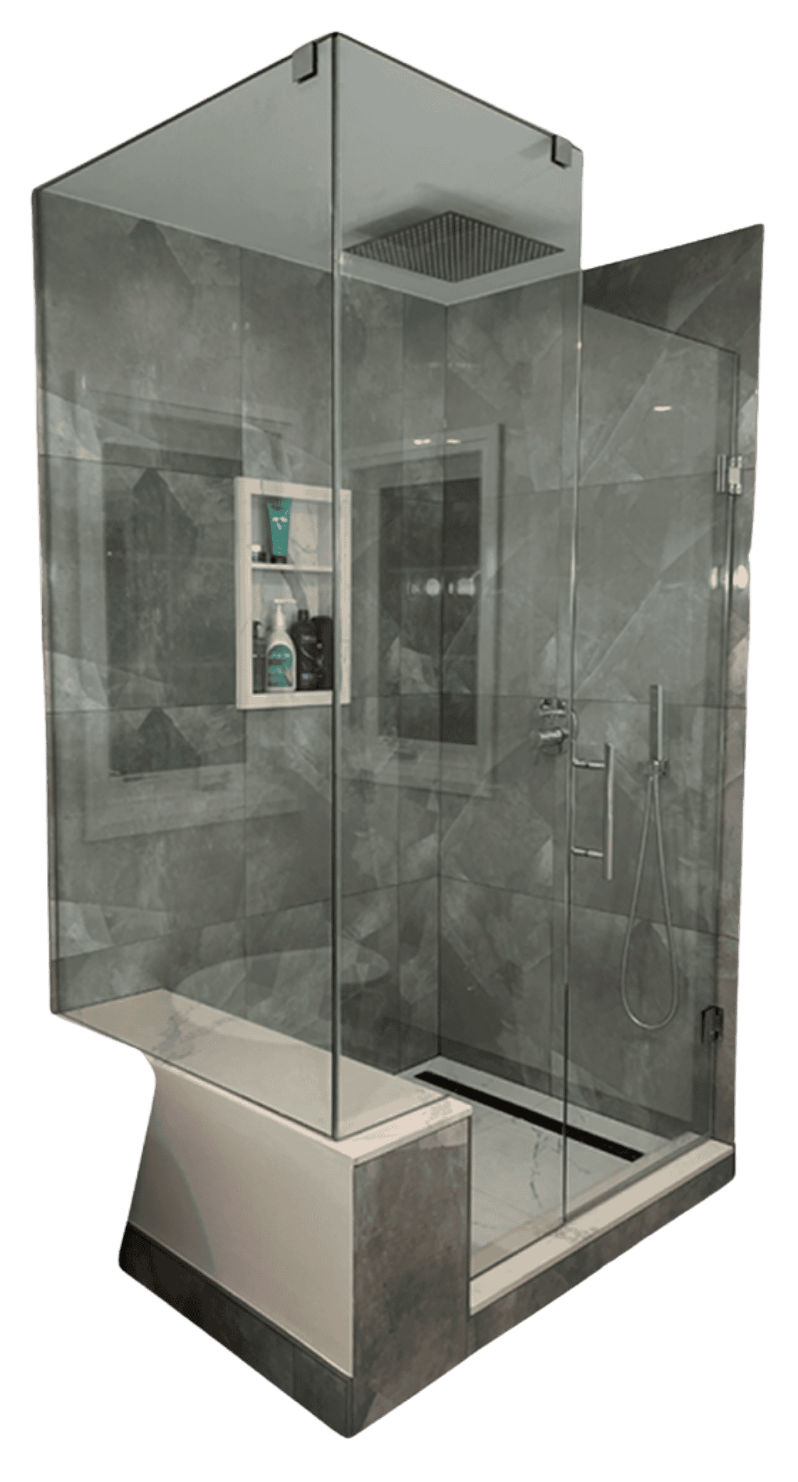 Seamless full glass shower enclosure installed in Bradford — made from high-quality tempered glass to enhance light flow, space, and modern design appeal.